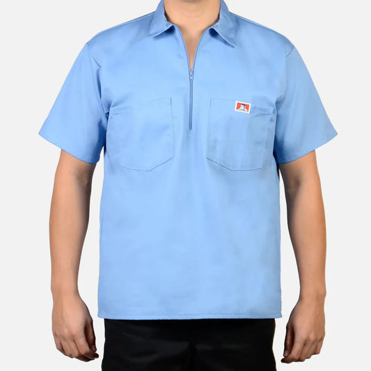 Ben Davis Short Sleeve 1/2 Zip LT. Blue - Chicano Spot