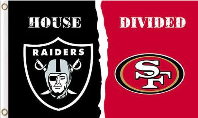 Raiders vs 49ers House Divided Flag - Chicano Spot