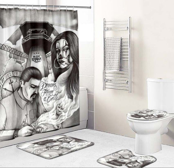 Dreams of a Cell Shower Curtain Bath Set - Chicano Spot