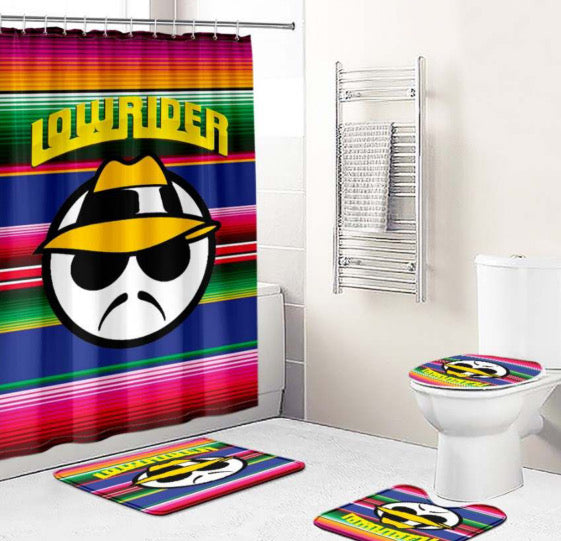 Lowrider Zarape Shower Curtain Bath Set - Chicano Spot