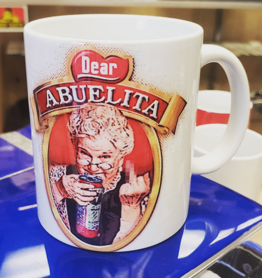 Abuelita Tecate Coffee Mug 11oz. on white mug - Chicano Spot