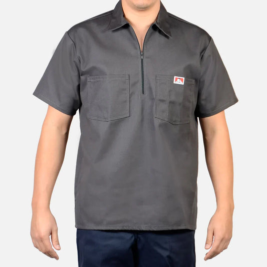 Ben Davis Short Sleeve 1/2 Zip CHARCOAL - Chicano Spot