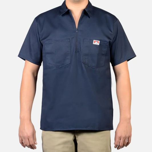 Ben Davis Short Sleeve 1/2 Zip NAVY - Chicano Spot