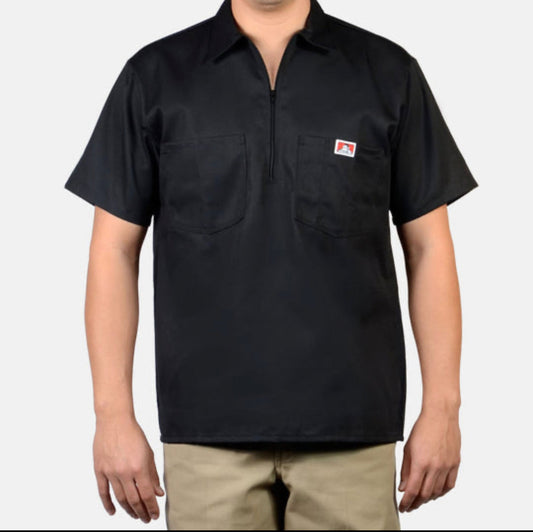 Ben Davis Short Sleeve 1/2 Zip BLACK - Chicano Spot