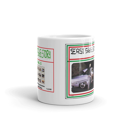 Eastside Story Mug Vol. 1 Coffee Mug 11oz. on white mug - Chicano Spot