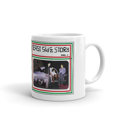 Eastside Story Mug Vol. 1 Coffee Mug 11oz. on white mug - Chicano Spot