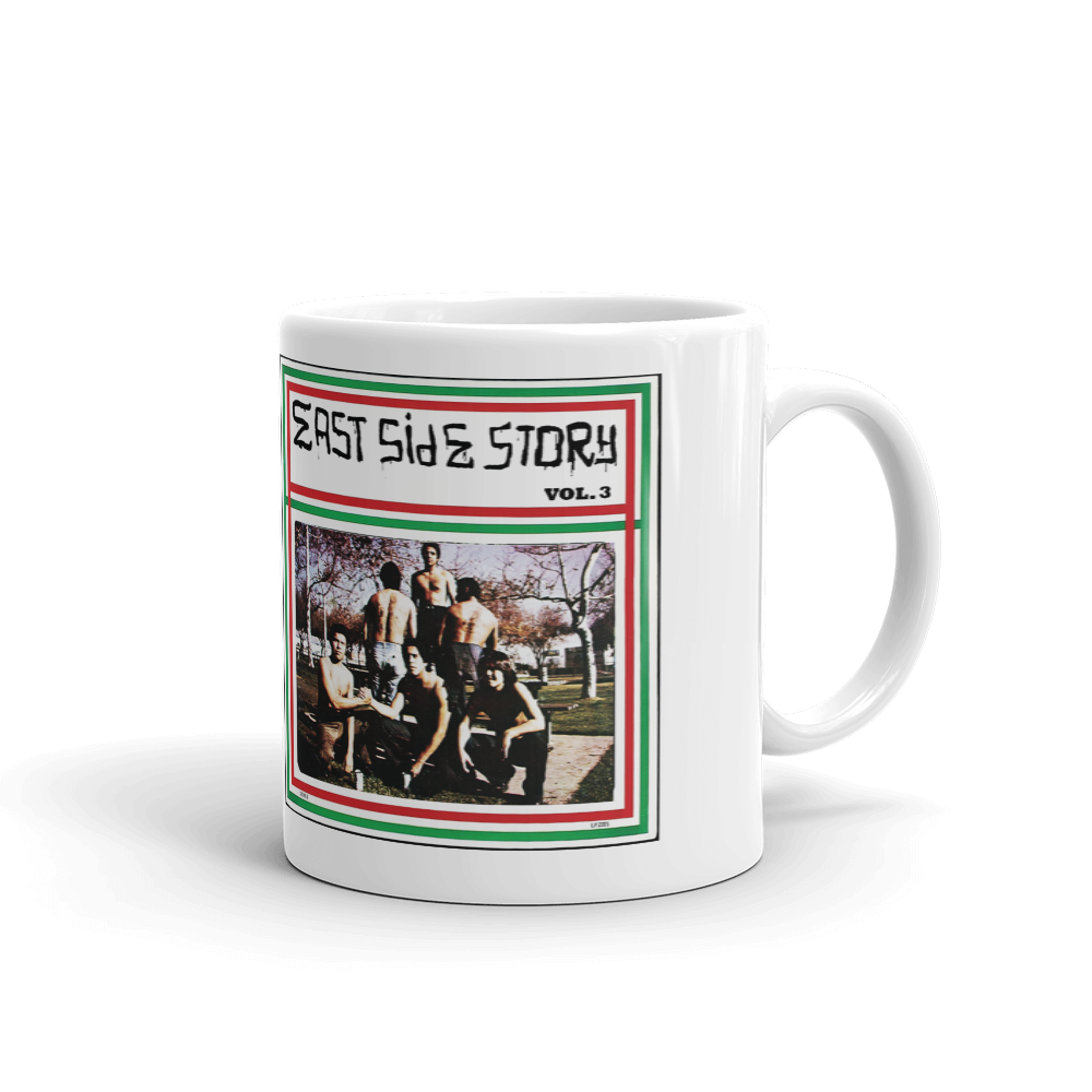 Eastside Story Mug Vol. 3 Coffee Mug 11oz. on white mug - Chicano Spot