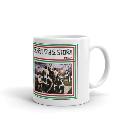 Eastside Story Mug Vol. 3 Coffee Mug 11oz. on white mug - Chicano Spot